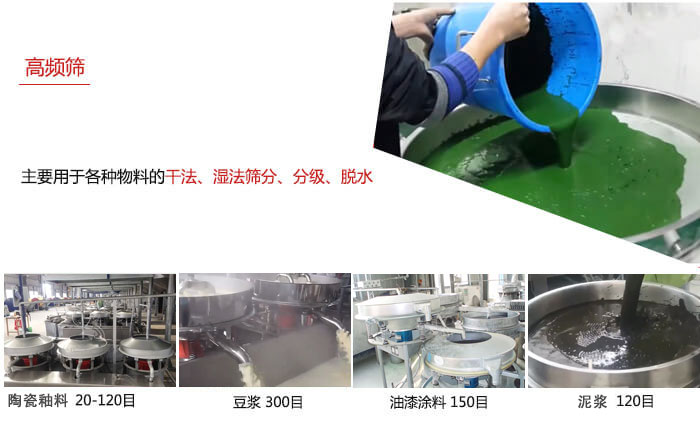 用于各種物料的干法，濕法，分級，脫水等功能